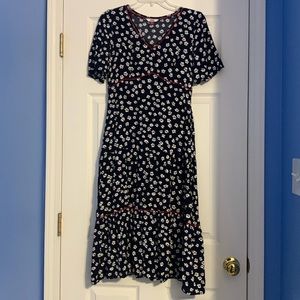 Tommy Hilfiger Floral Dark Navy Dress with Red Accents Size Small